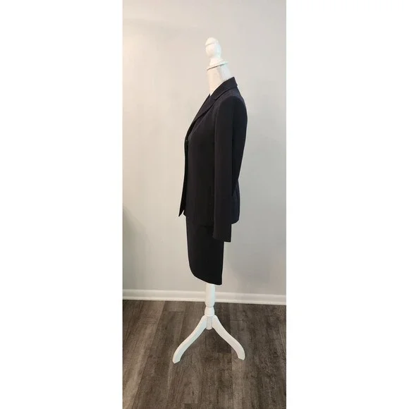 Classic Kasper Navy Skirt Suit Set | Prof 2pc Blazer & Pencil Skirt | Sz 4 - Picture 2 of 10